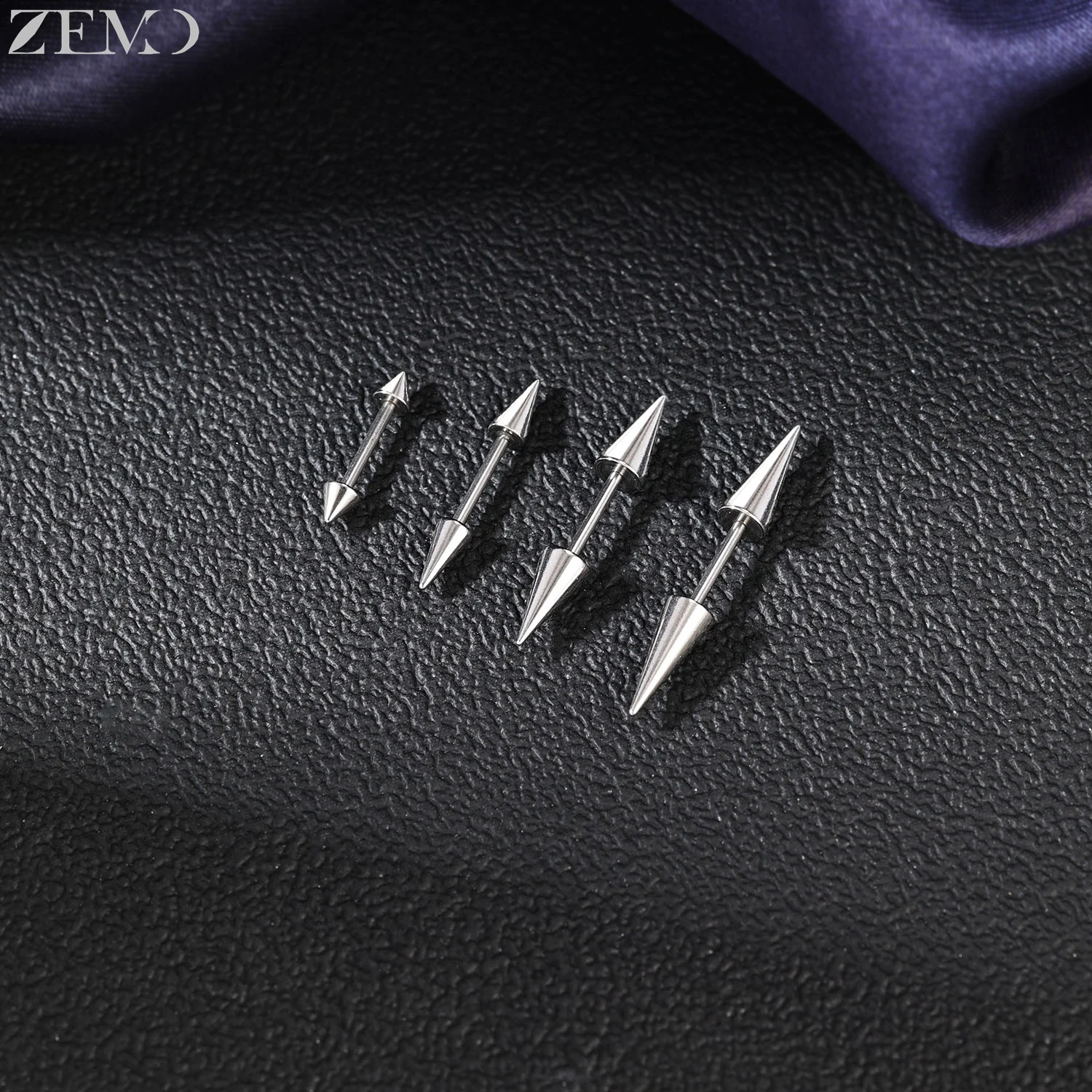 ZEMO 1 PC 16G/18G Stainless Steel Ear Studs Punk Spike Style Stud Earrings Silver Color Conch Helix Cartilage Piercings Jewelry