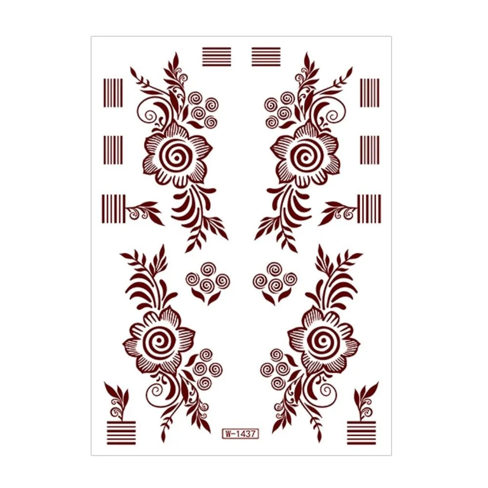 

9pcs Water Transfer Decals Henna Tattoo Stickers India Mehndi Flower Instant Henna Temporary Tattoo Fake Waterproof