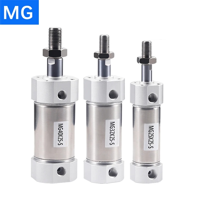 

MG Stainless Steel Pneumatic Mini Cylinder 20/25/32/40-25SX50 * 75X100X125X150 * 200S Double Acting Air Pressure Cylinders