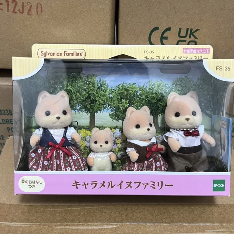 Original Sylvanian Baby Family Anime Caramel Dog Family Set Family Toy Cross Dressing Party Doll Family Christmas Gift Toy