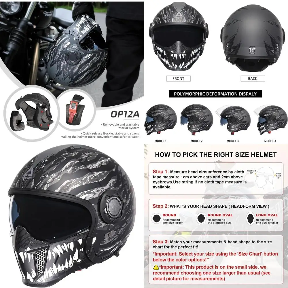 Men's & Women's Off-Road Dual Visor Motorcycle Helmet with Sunshield, DOT Approved (XL)