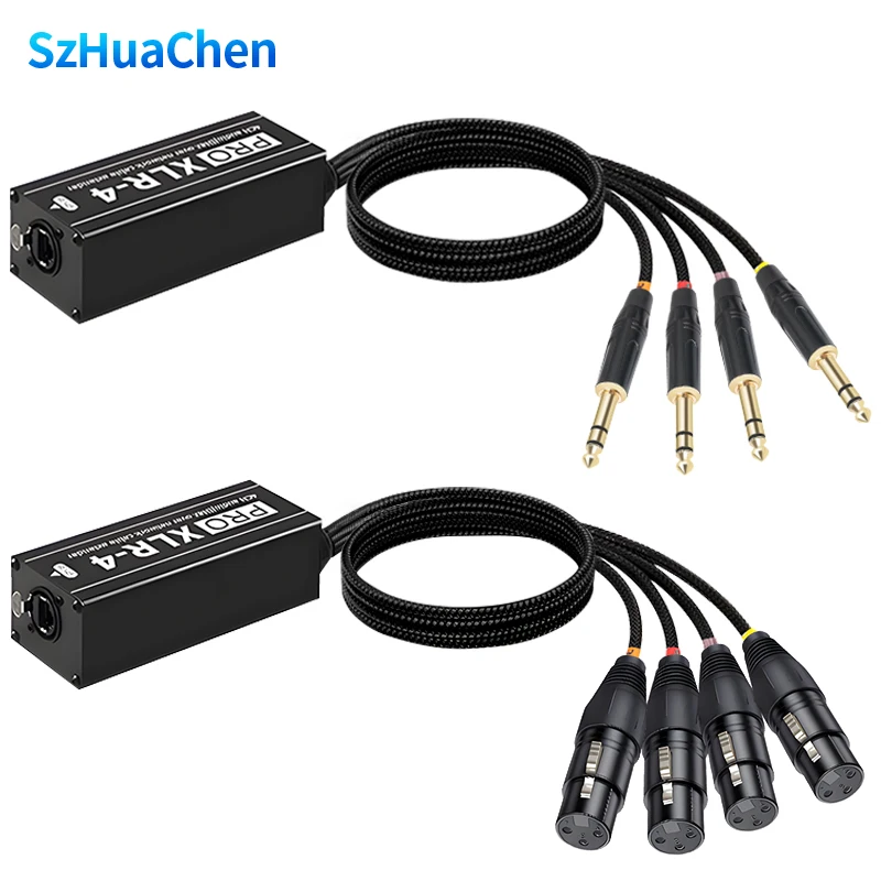 4 Channel XLR to RJ45 Network Audio Extender Signal Transceiver Network Cable Extender for Stage Lighting DJ Show Recording