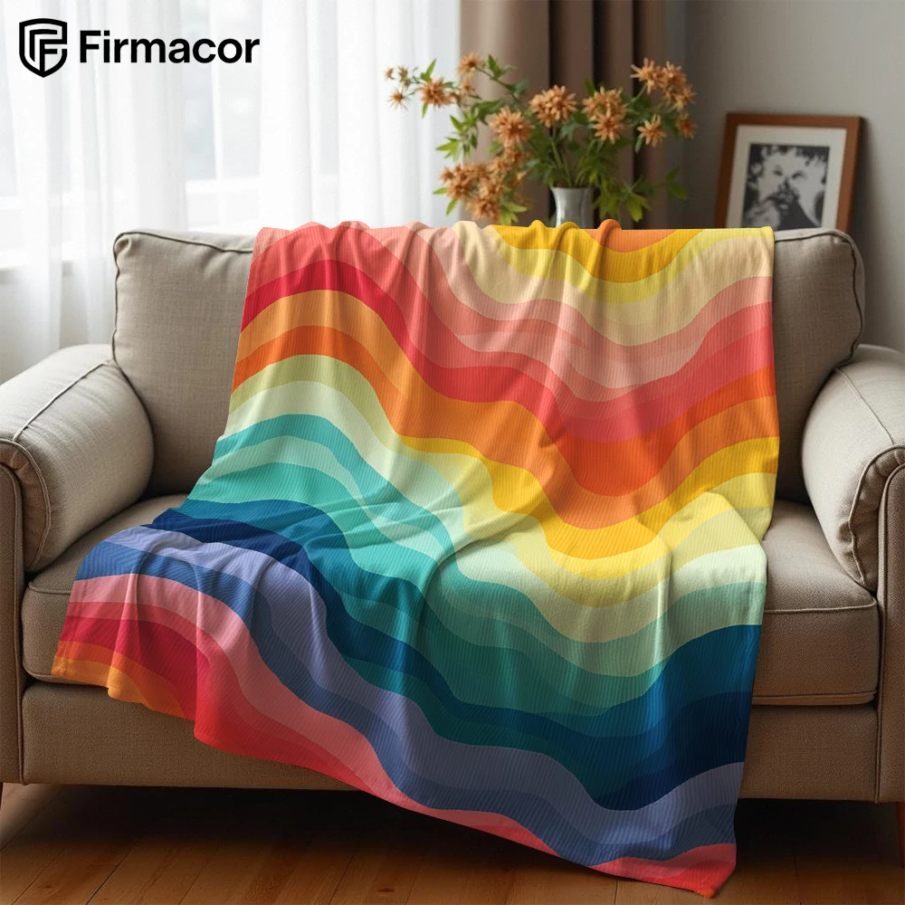 Christmas Throw Blanket - Rainbow Wave Lightweight Microfiber Soft Christmas