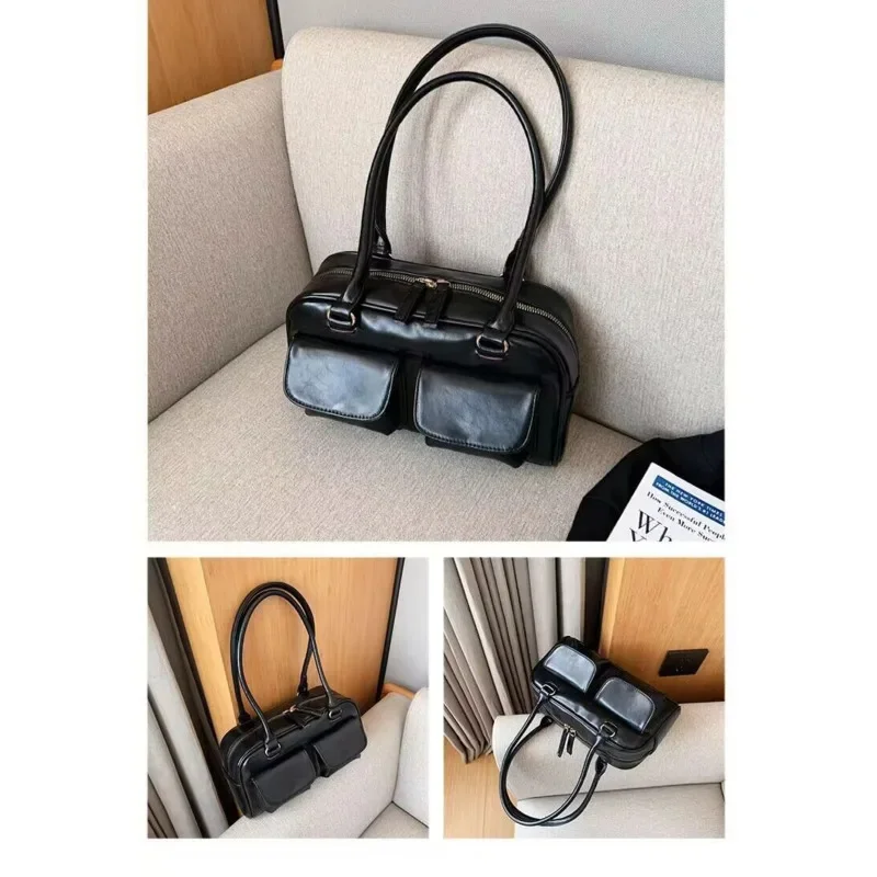 Bolso Hobo de gran capacidad para mujer, bolsa de mano Vintage de cuero PU sólido, bolso de hombro de moda de alta calidad, regalos