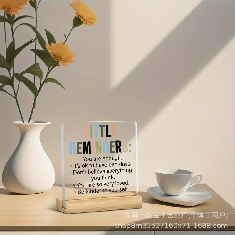 Inspirational Gifts Positive Little Reminders Desk Sign Decor Acrylic Appreciation Encouragement Desktop Ornament Bookend Shelf