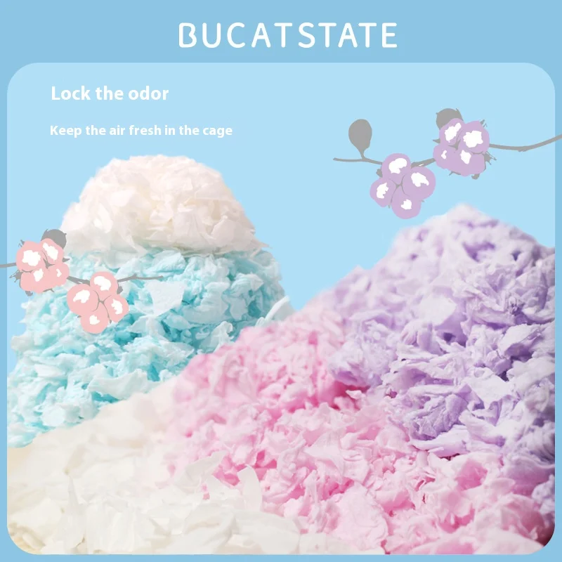 Bukasin Dust Free Hamster Pet Bedding Wholesale Marshmallow Deodorising Paper Cotton Golden Bear Confetti Warmth