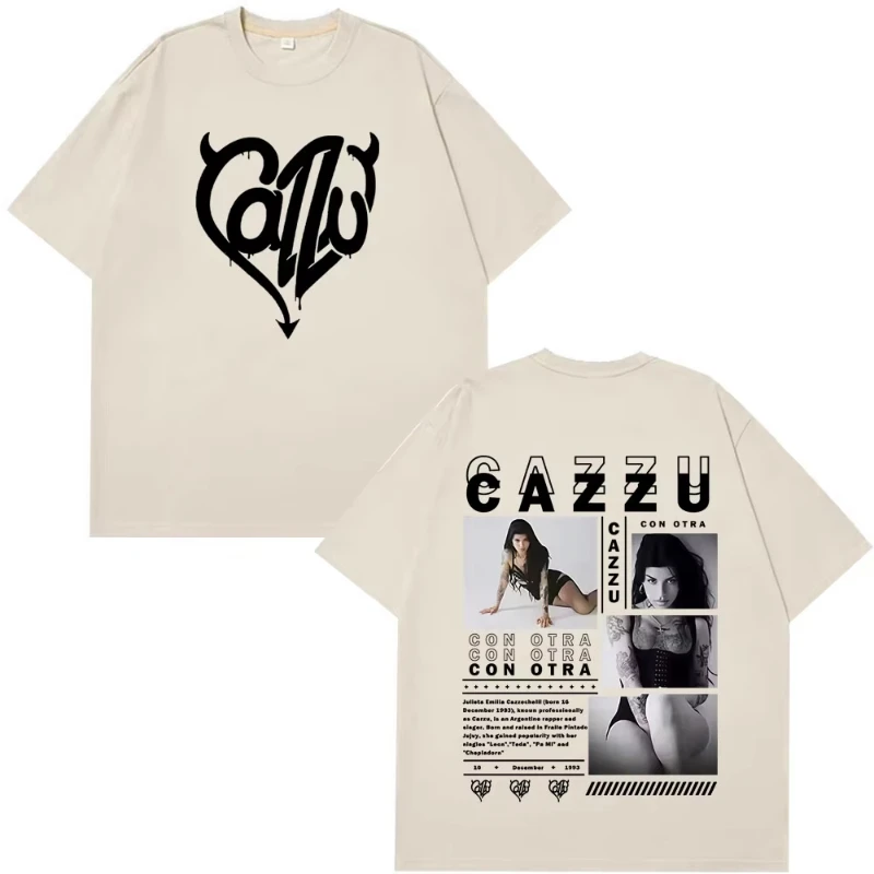 Singer Cazzu Con Otra New Album Vintage Tshirt Men Women Loose Casual T-shirt Cotton Aesthetic High Quality Oversized T-shirtss