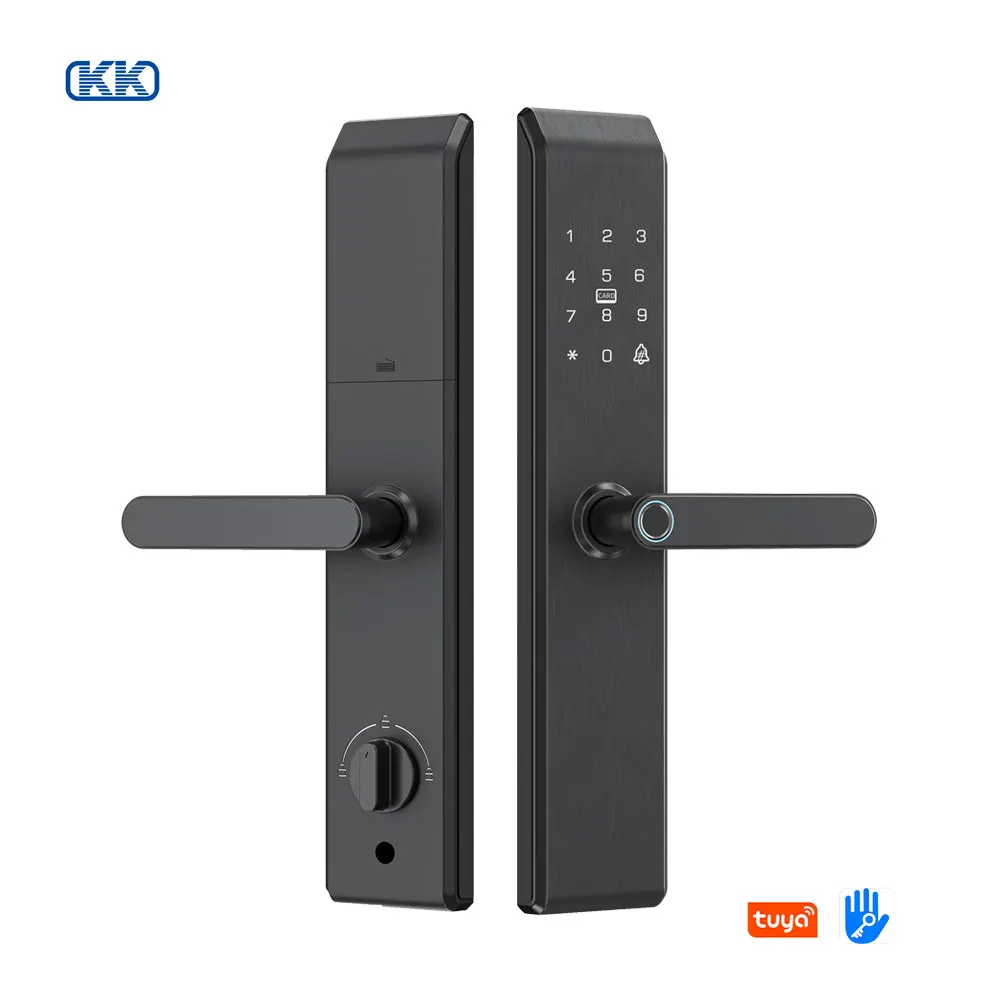 

Smart Door Lock Biometric Fingerprint Password Key Card Access Tuya App Control Alloy Steel Construction For Stainless Steel