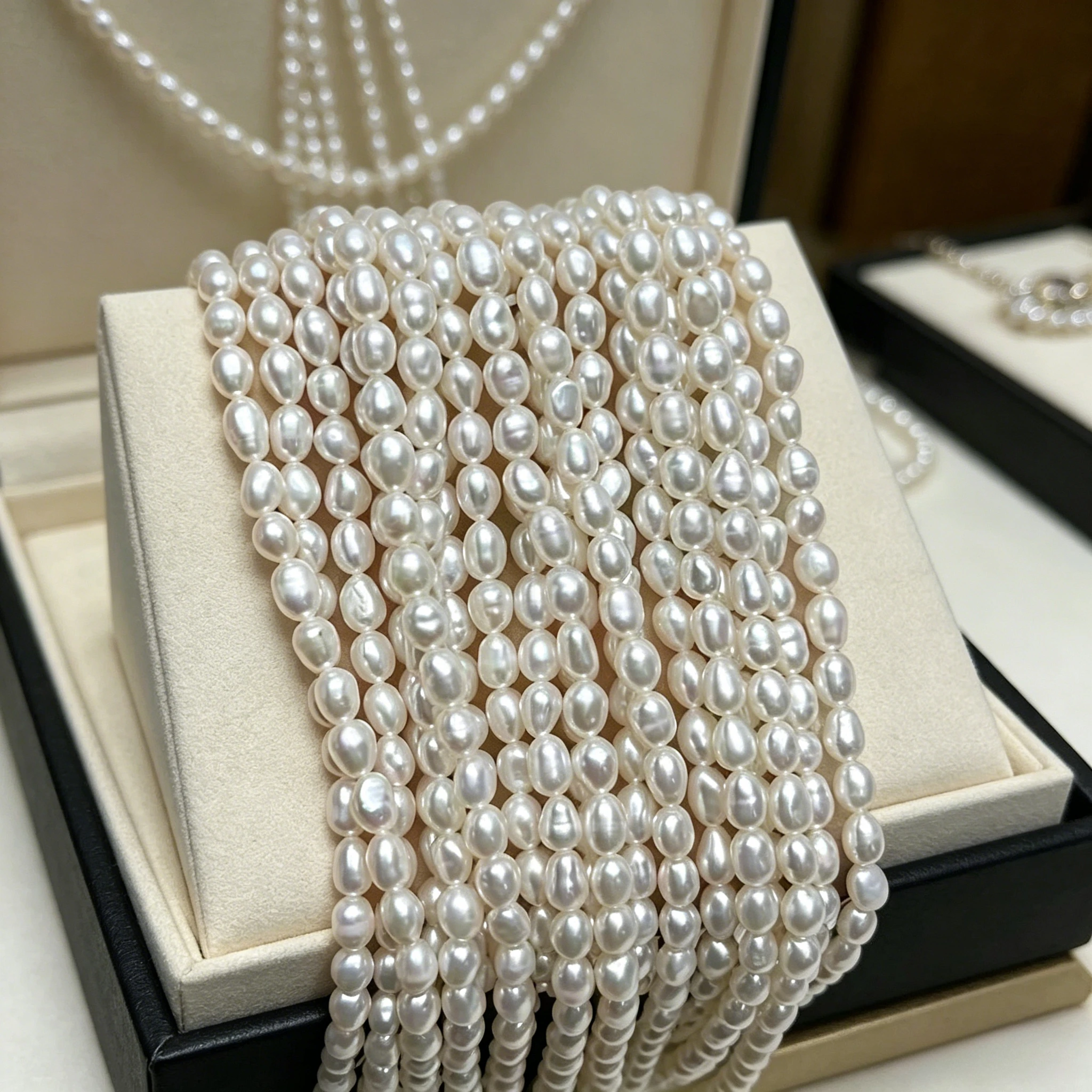 

3.5-4.5mm Factory Wholesale Natural Freshwater Pearl Irregular Rice Bead Necklace Jewelry Make DIY Bracelets Earring Accessories