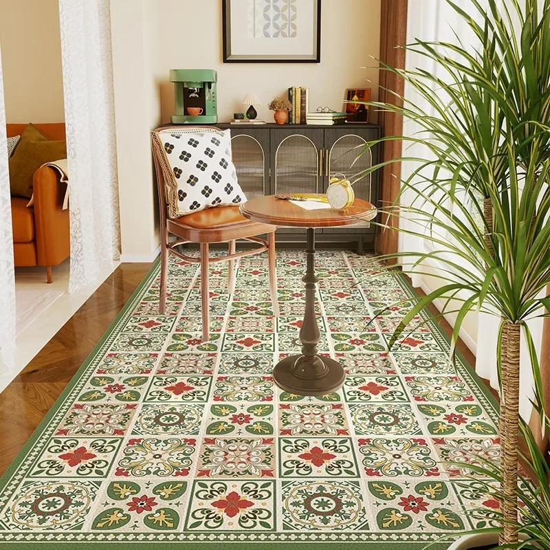 

Balcony Floor Mat Large Pvc Leather Carpet Waterproof Non-slip Carpets Long Rug American Style Home Decoration Rugs for Kitchen