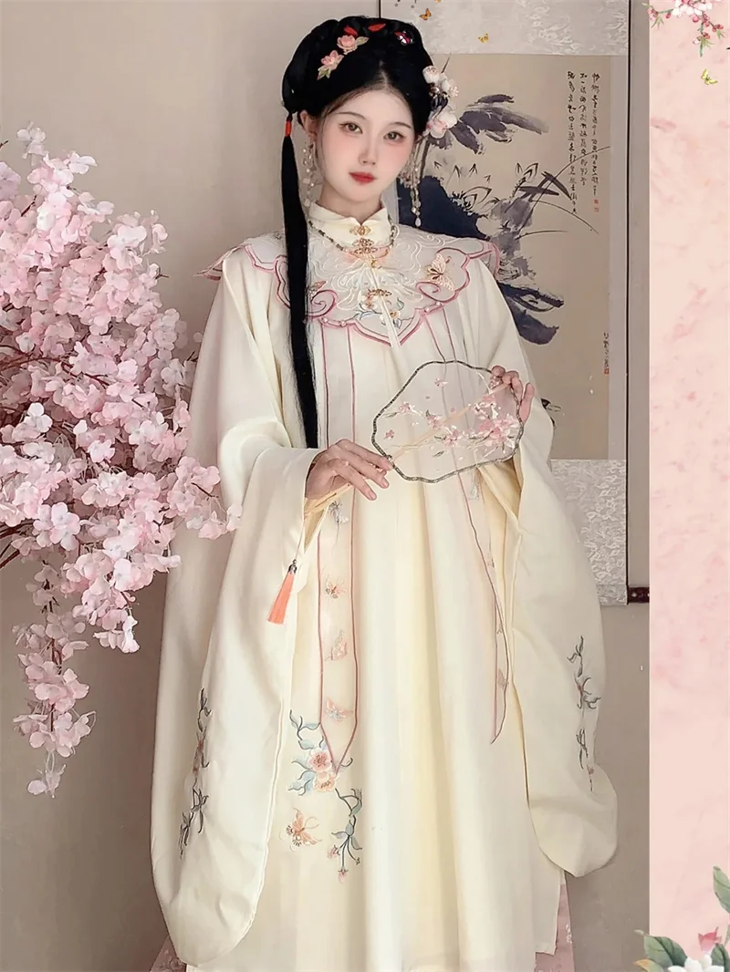 Hanfu Women's Ming Style Standing Collar Shirt Cloud Shoulder Embroidered Horse Face Skirt Daily Autumn And Winter New Item P127