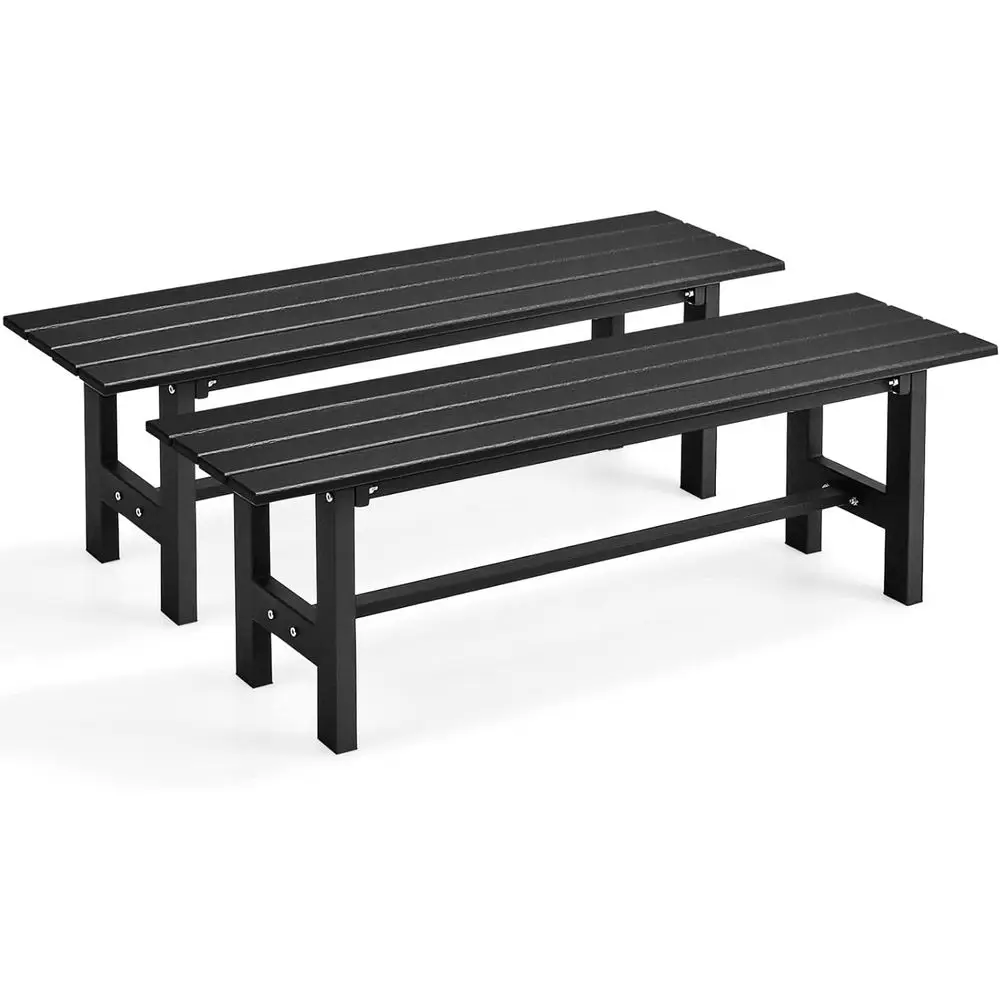 

Прочная уличная скамейка 47 Outdoor Patio Bench, устойчивая к непогоде, с металлическим сиденьем из ламелей, грузоподъемность 660 фунтов, идеально подходит для сада, парка или балкона - черная