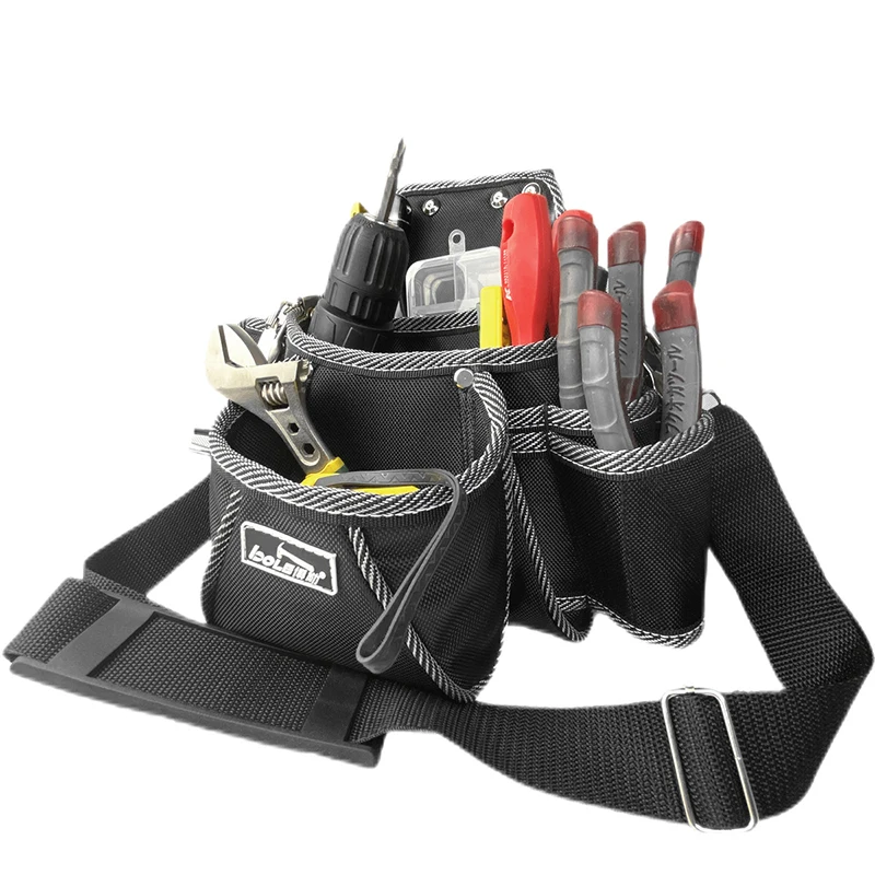 Tool Storage Bag Fit Electric Drill Pliers Wrench Tape Measure Screwdriver Hammer Tool Waist Bag Belt