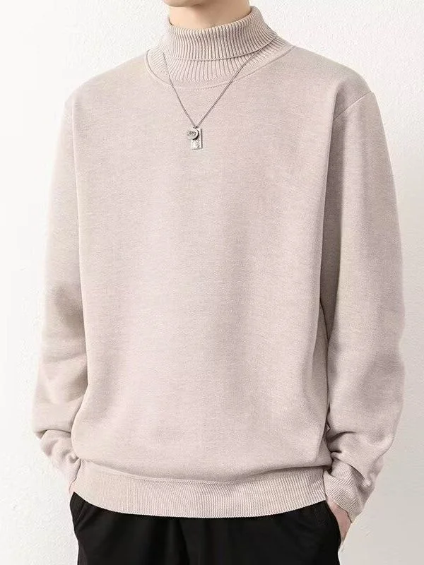 Suéter de Lana ueso con Cuello Alto para Hombre, Ropa Interior de Punto, Forro Polar, Blanco, Tejido de Terciopelo Intead...