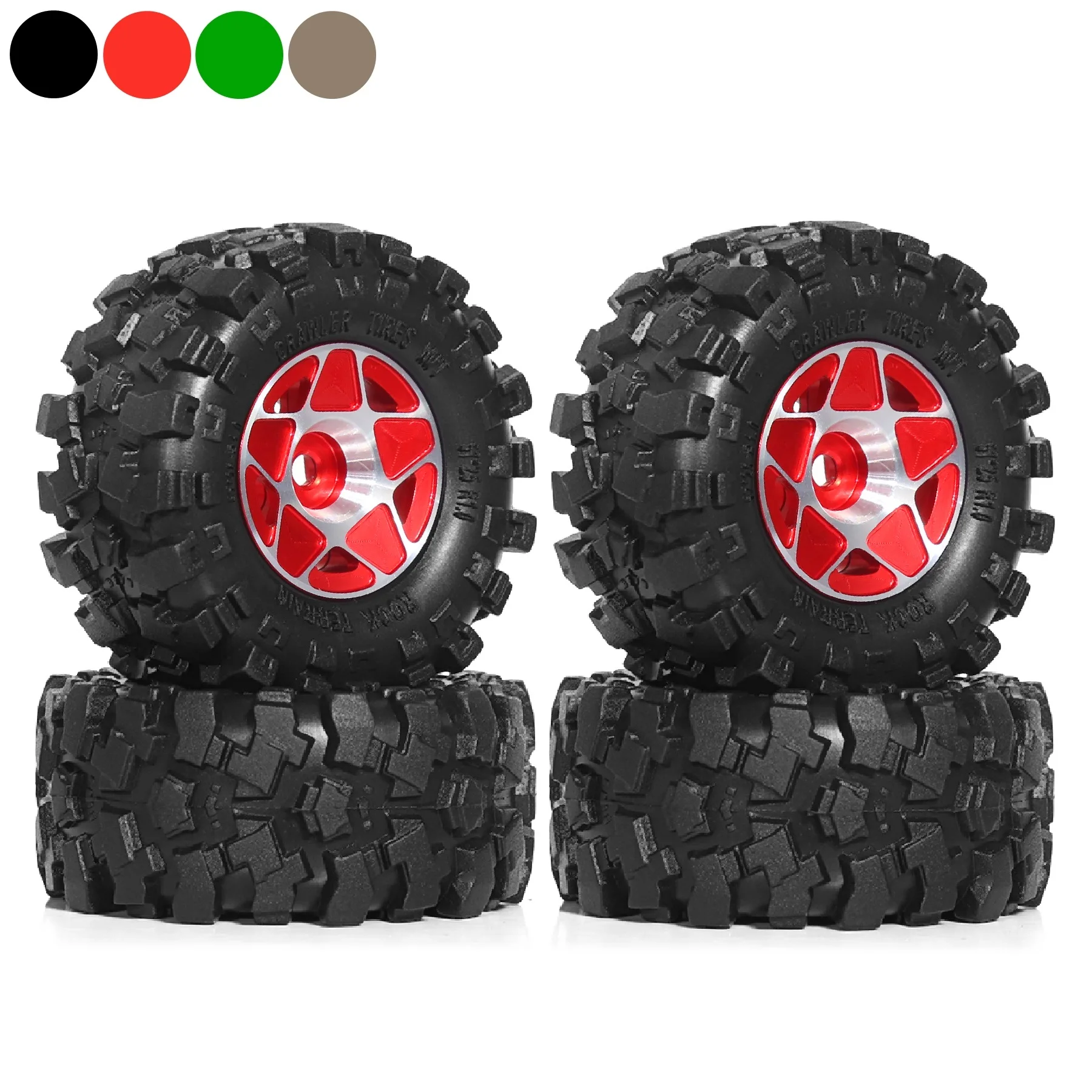 4pcs 57mm 1.0" Metal Beadlock Wheel Tire Set For 1/18 1/24 RC Crawler Car TRX4M SCX24 AX24 FCX24 Upgrade Parts Accessories