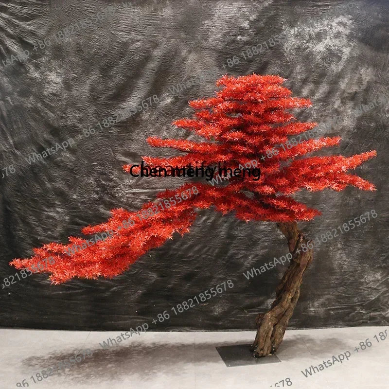 z183  Simulation Pine Red Maple Tree Welcome Pine New Chinese Style Decoration under Stairs Decoration Large Landscape Fake Tr