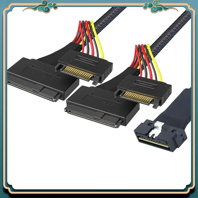 (신규)-듀얼 SFF-8639 U.2 Nvme SSD 고속 데이터 케이블, PCI-E 슬림라인 SAS SFF-8654 8I, SATA 전원 1M 포함