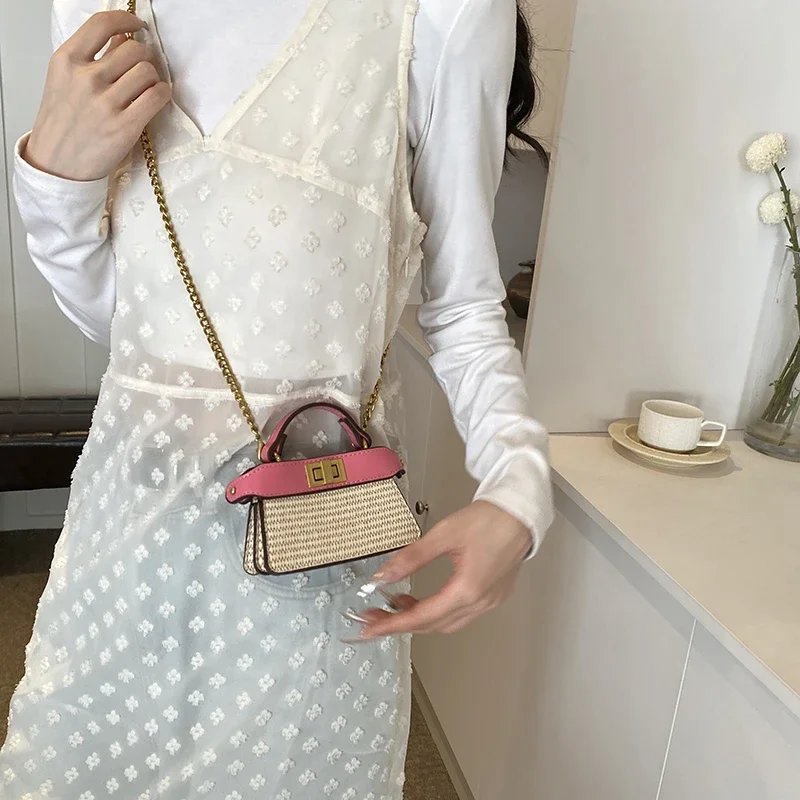 2024 Fashion Woven Straw Shoulder Bag Female Crossbody Messenger Bags For Women Summer Beach Handbags Purses Travel Shopping Bag