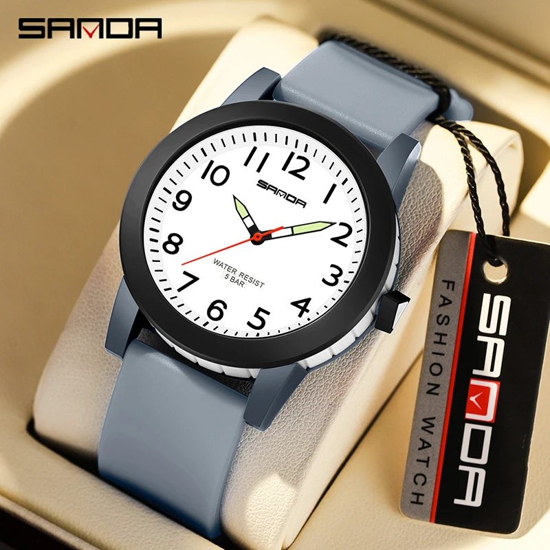 

SANDA New Brand Quartz Watches Silicone Strap 50M Waterproof Student Young Men's Leisure Watch Personality Trend Quartz Watch