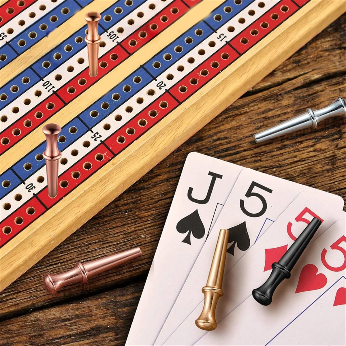 A44U 48 Buah Pasak Papan Cribbage Logam untuk 1/8 Lubang Aksesori Permainan Mainan untuk Permainan Papan Tradisional Cribbage