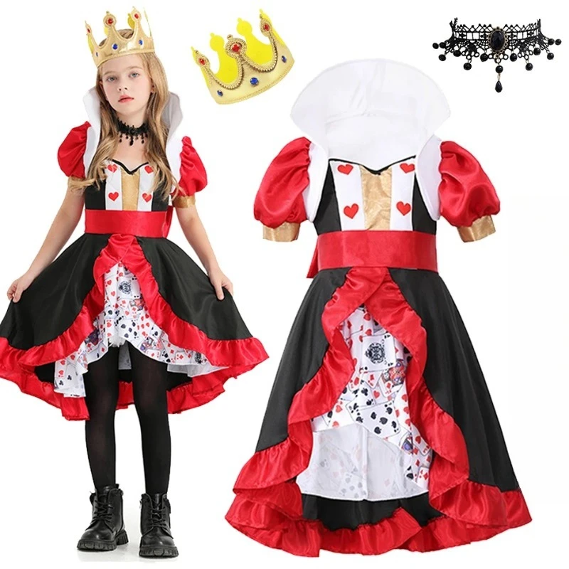 costume-reine-de-cœur-pour-filles-robe-de-princesse-de-poker-cosplay-d'halloween-tenue-de-spectacle-sur-scene-pour-enfants-tenue-de-jeu-de-fete-pour-enfants