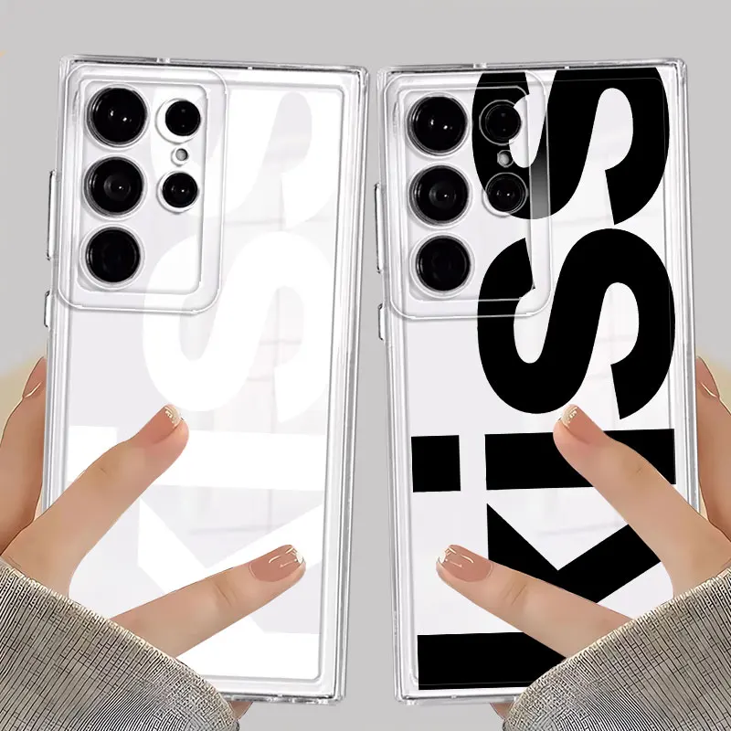 

Case for Samsung Galaxy S26 Note 20 Ultra 10 S20 Plus S24 S25 Edge S23 Ultra S22 FE S21 Phone Cover English Letters Kiss