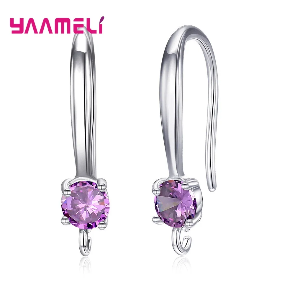 Autentyczne 925 Sterling Silver S925 Hook kolczyki biały różowy niebieski fioletowy Cubic cyrkon akcesoria jubilerskie do uszu ustalenia — zdjęcie 5