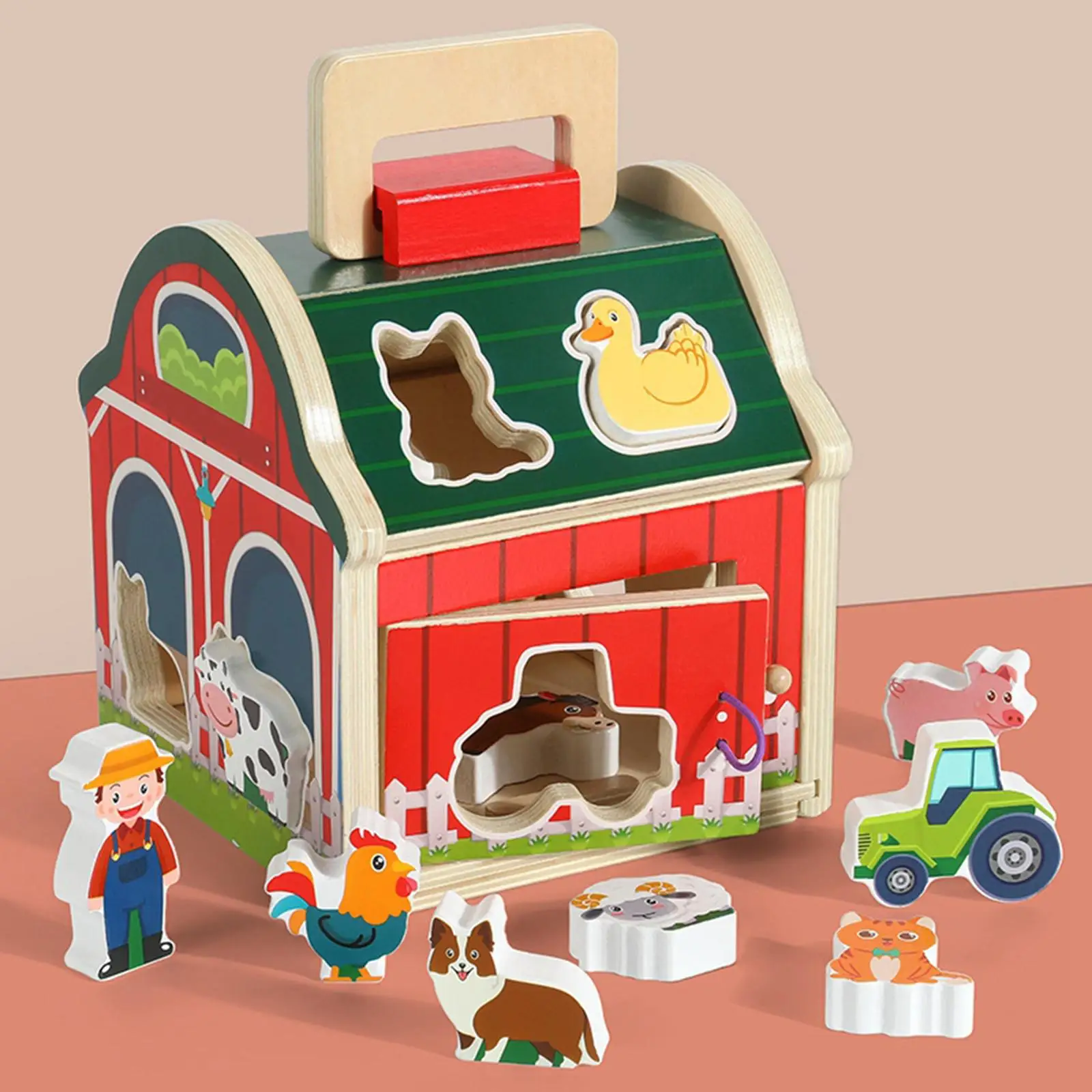 Wooden Activity Cube Shape Sorter Box Sensory Toy Colors Shape Sorting Matching