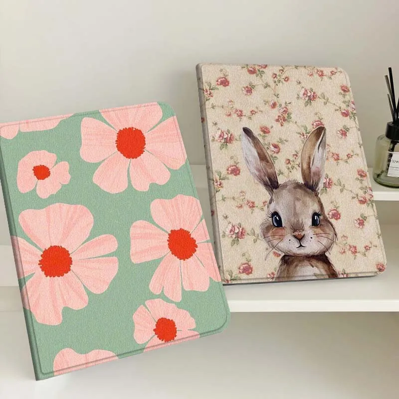 

Cartoon Pink Flower Tablet Case For Samsung Tab Galaxy S6 S11 A A7 A8 A9 A11 10.1 10.4 10.5 Plus Lite Gift