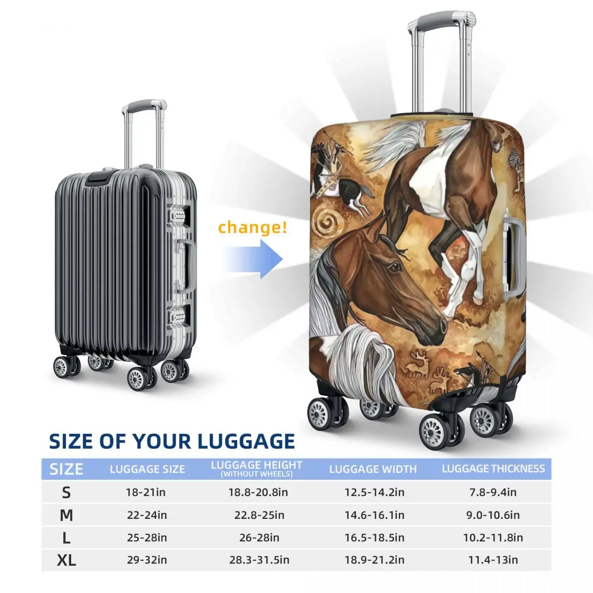 Horses Print Luggage Protective Dust Covers Elastic Waterproof 18-32inch Suitcase Cover Travel Accessories