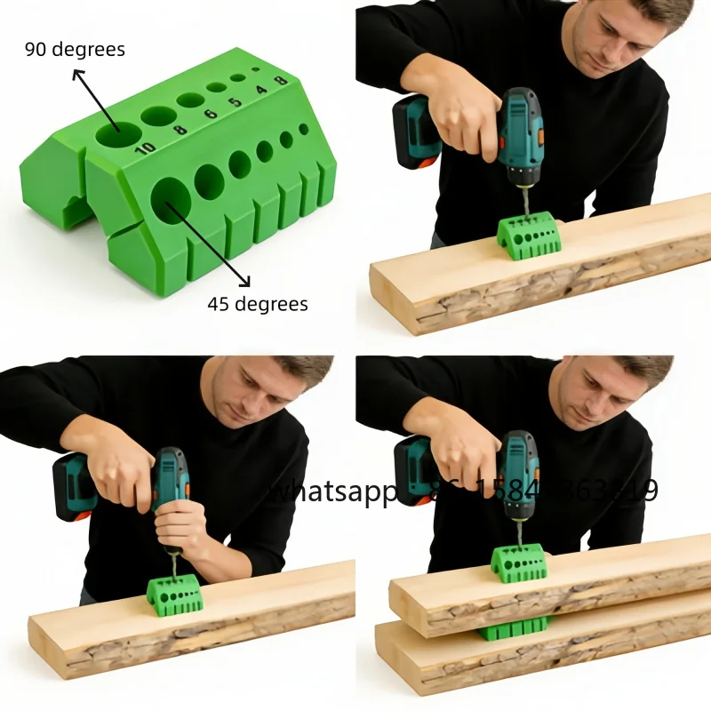 Portable 45° /90° Angle Drill Jig Precision Guide with Numerical Scale for Electric Drill Woodworking Beveled Joint Construction