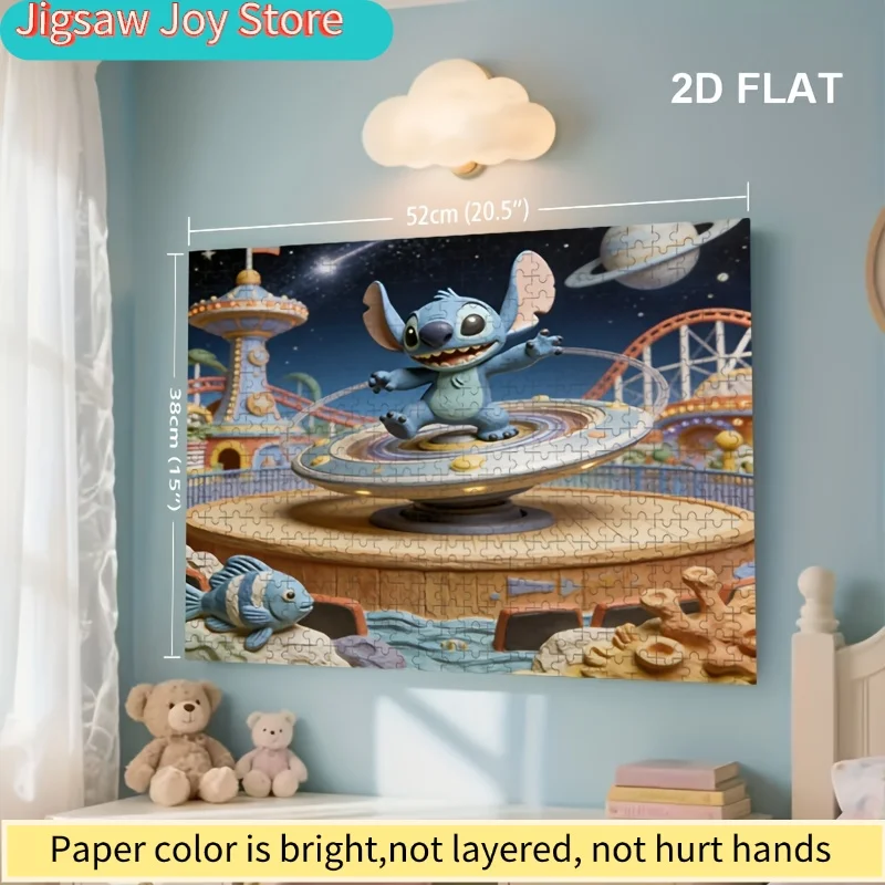 Puzzle 2D plat, Disney Stitch et Mickey Mouse, décoration intérieure, imprimé en 2D, 500 pièces, défi éducatif pour adultes, adapté aux enfants