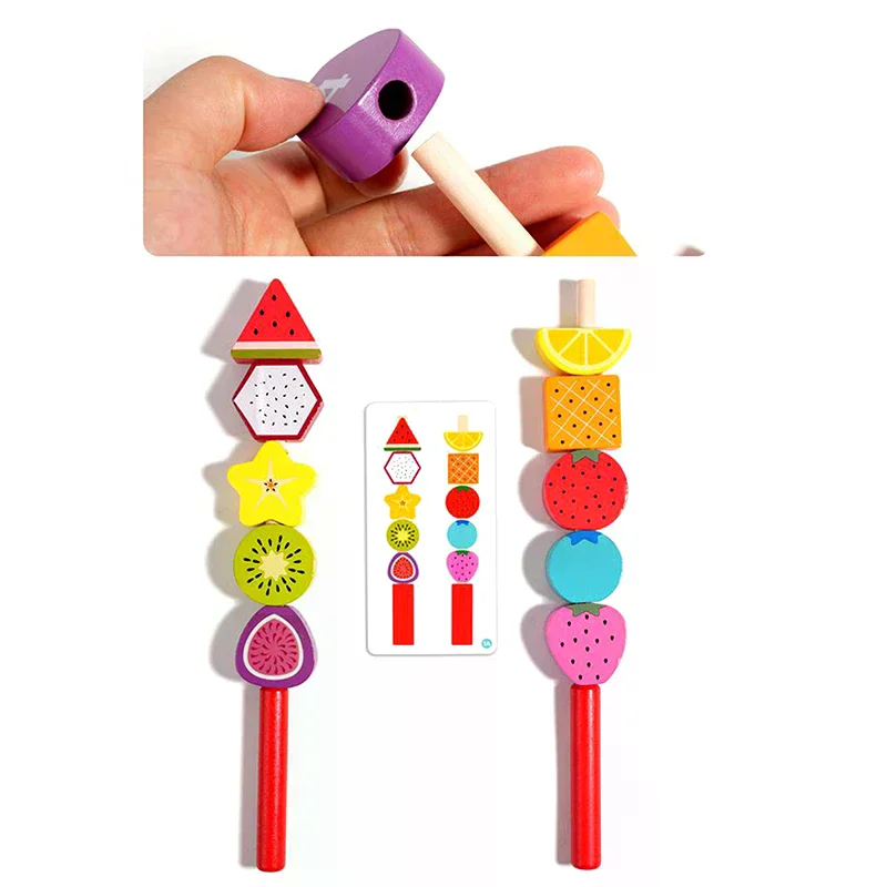 Montessori brinquedos de madeira cor forma correspondência quebra-cabeça jogo colorido frisado cor cognição cedo brinquedos educativos presente para crianças