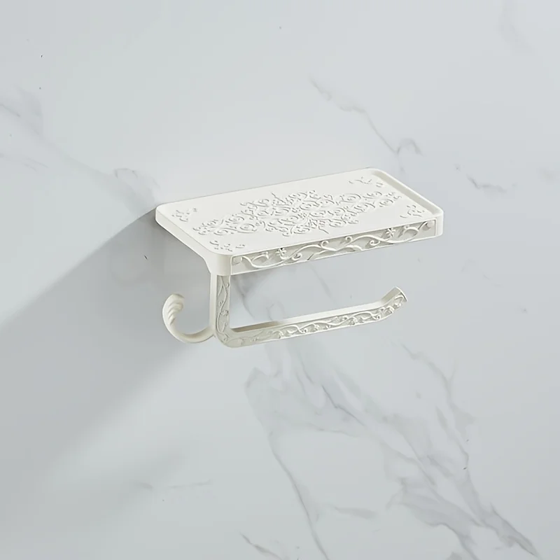 1pc Retro-Style Carved Toilet Paper Holder, Space Aluminum Toilet Paper Dispenser, Suitable for Bathroom, Kitchen, Bedroom, Mult
