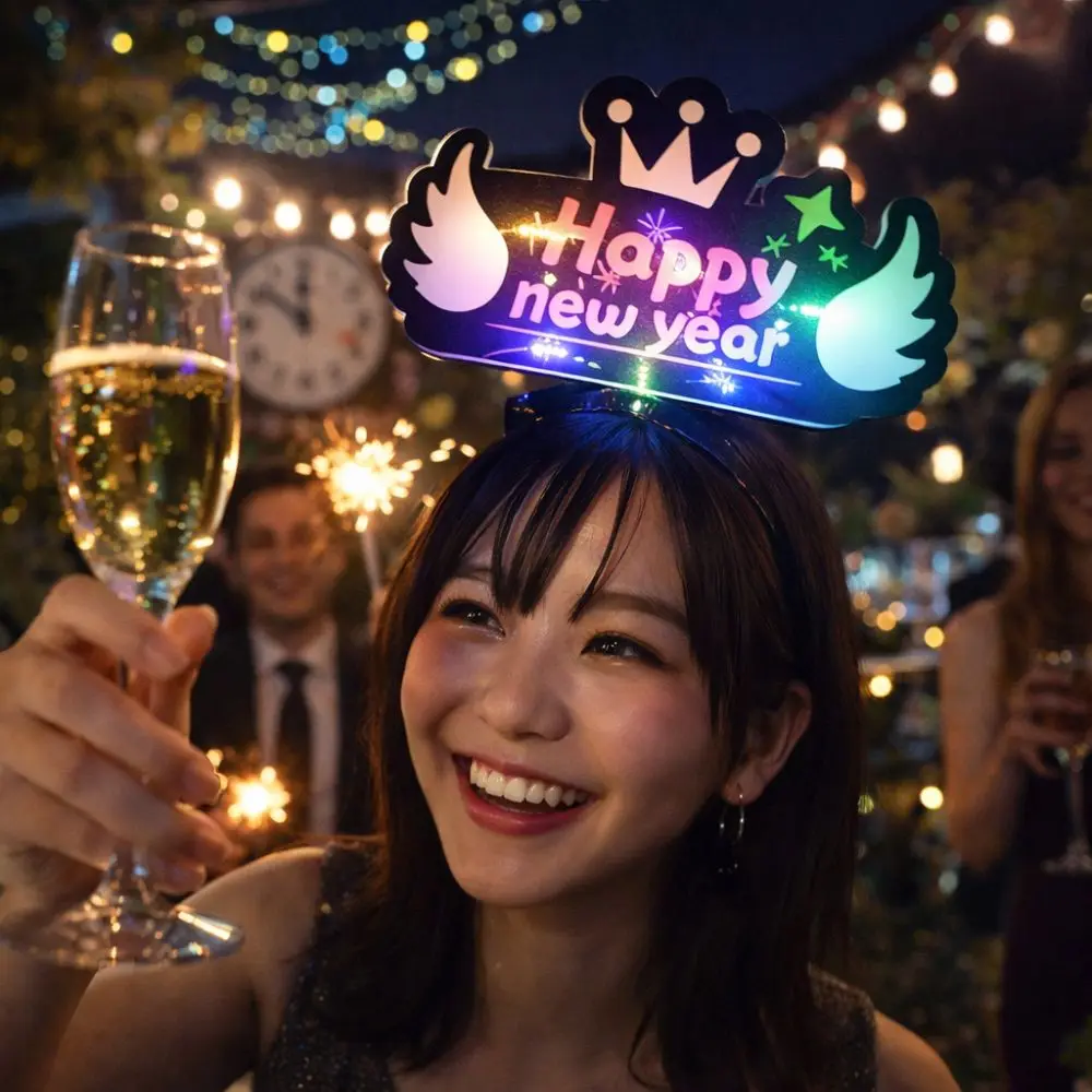 Kreatywne zabawki plastikowe opaski do włosów LED świecące w ciemności, zabawne świetliki na Nowy Rok, świecące kreskówkowe pałeczki, impreza urodzinowa