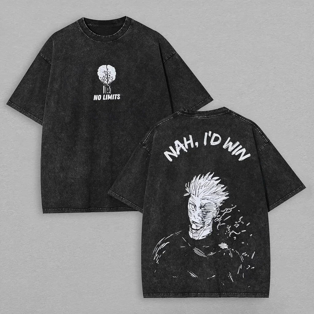 New Anime Jujutsu Kaisen Gojo Satoru Graphic T-shirt Vintage Washed T Shirt Men Women Clothes Oversized Cotton Short Sleeve Tee