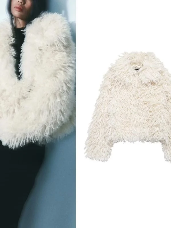 패셔너블한 인조 모피 효과 롱 코트 여성용 프리미엄 느낌 칼라 아우터웨어 신상 가을 겨울 컬렉션