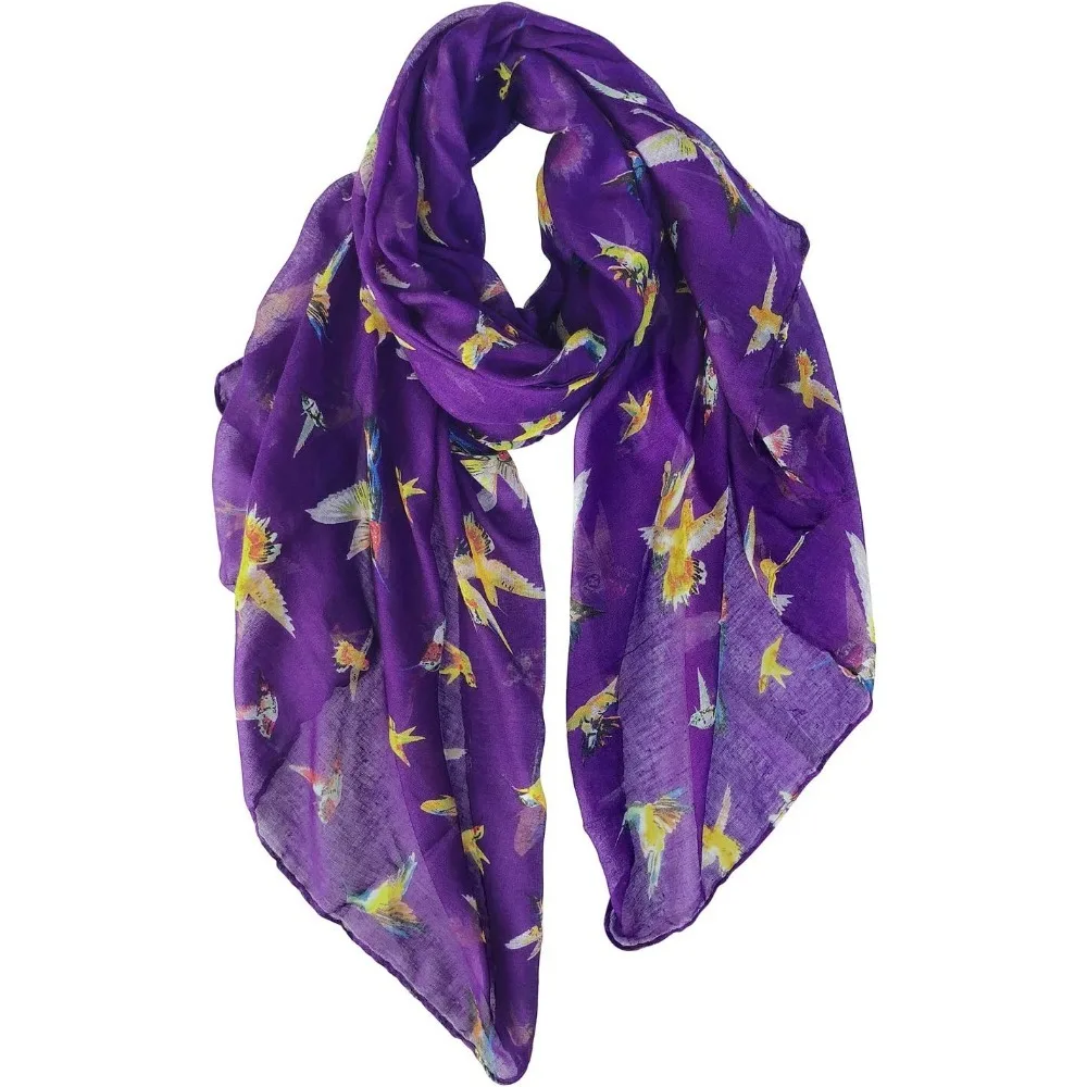 

Scarfs for Women Lightweight Floral Birds Print Cotton Scarves and Wraps for Winter Shawl