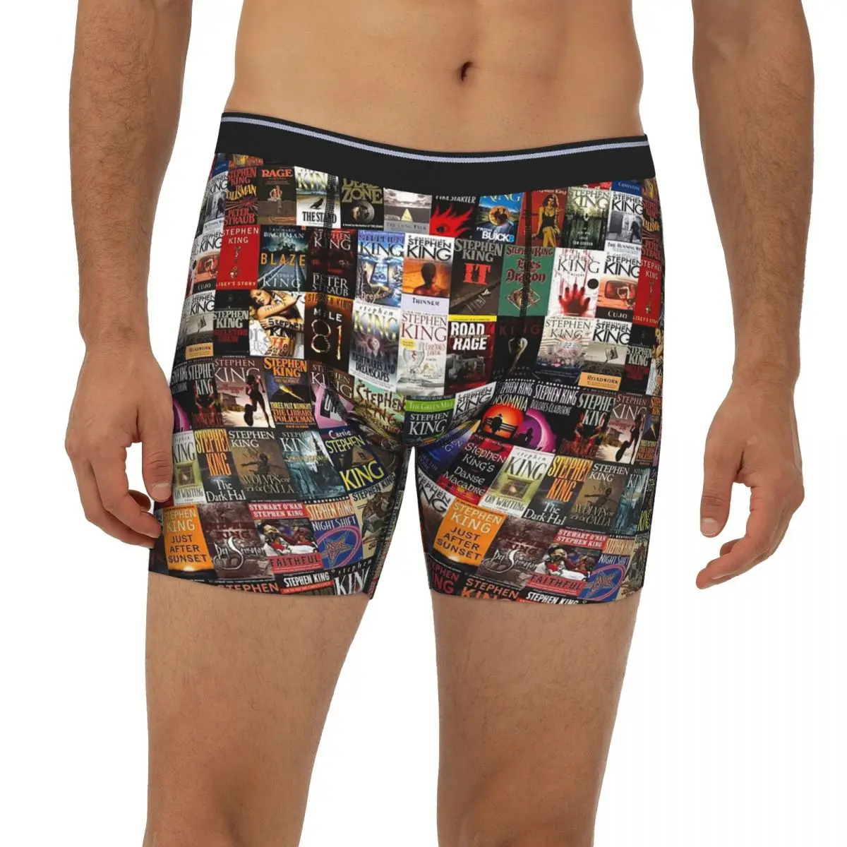 

Stephen King Book Covers Horror Bookworm Long Boxer Underpants Short Male Panties Ventilate Underwear for Homme Man Gift