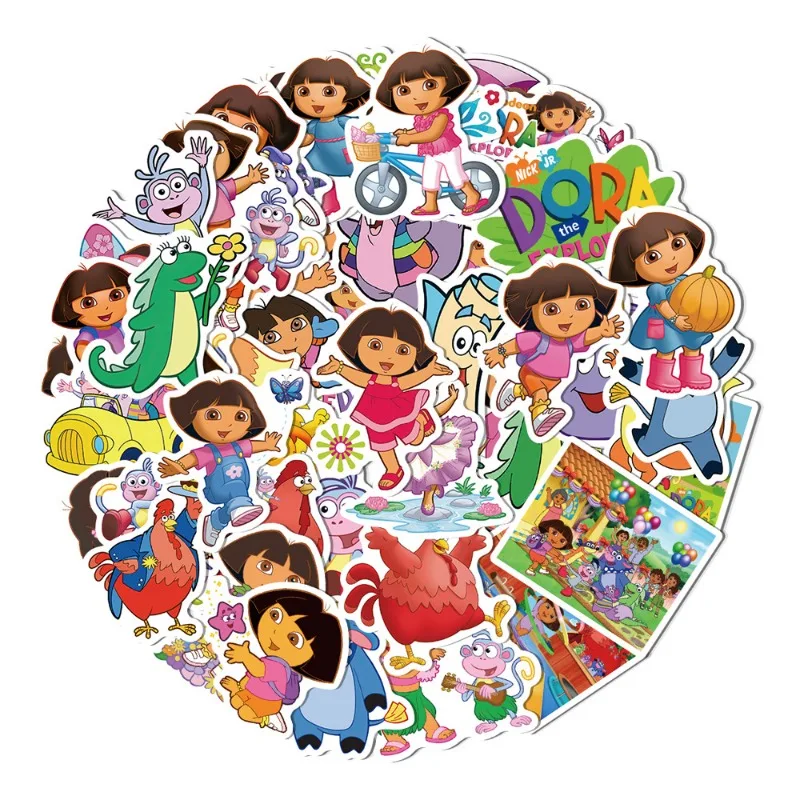 50pcs ‌Dora The Explorer Sticker Suitcase Water Cup Stationery Mobile Phone Car Scooter Laptop Refrigerator Decoration Sticker