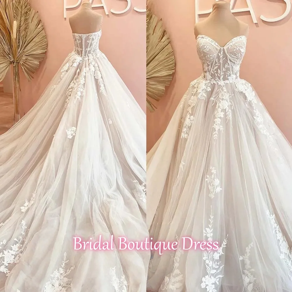 Luxurious Court Train Wedding Dress Vestido Civil Tulle Wedding Dresses Customized Lace Bodice Bridal Gown Robe de mariee