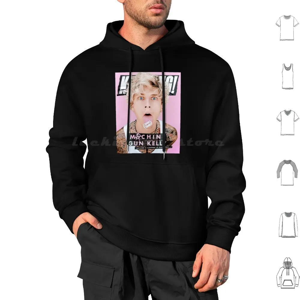 Crazy Face Blonde Man Hoodie cotton Long Sleeve Music Mgk Rap Machine Gun Stye Rapper Tattoo Albums Machine Concert