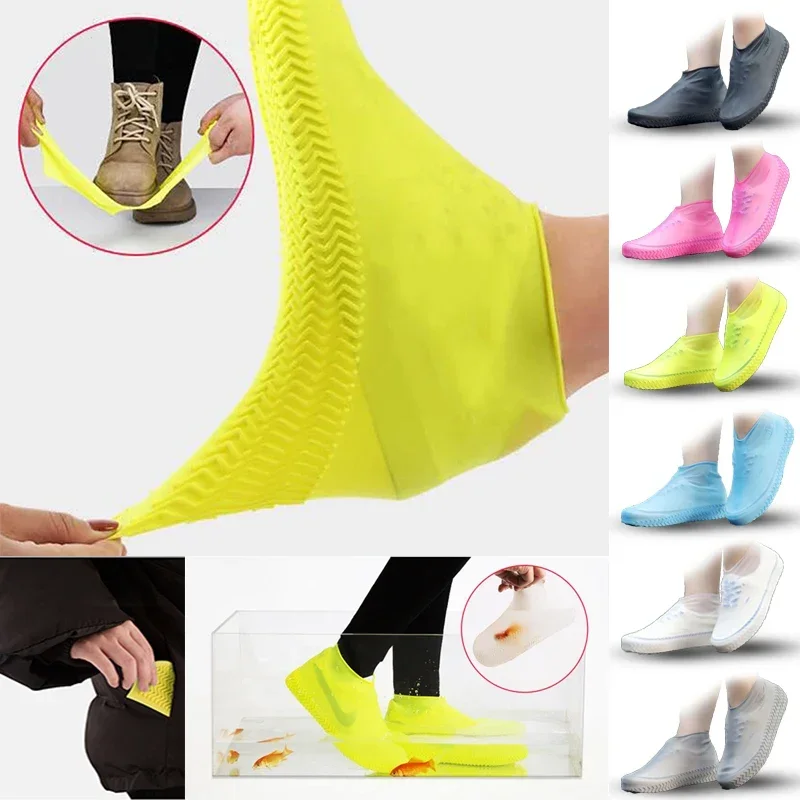 Hot Thick Silicone Rain Shoe Covers Waterproof&Anti-slip Rain Boot Covers Rainy Day Outdoor Sports Comfortable Shoe Cove