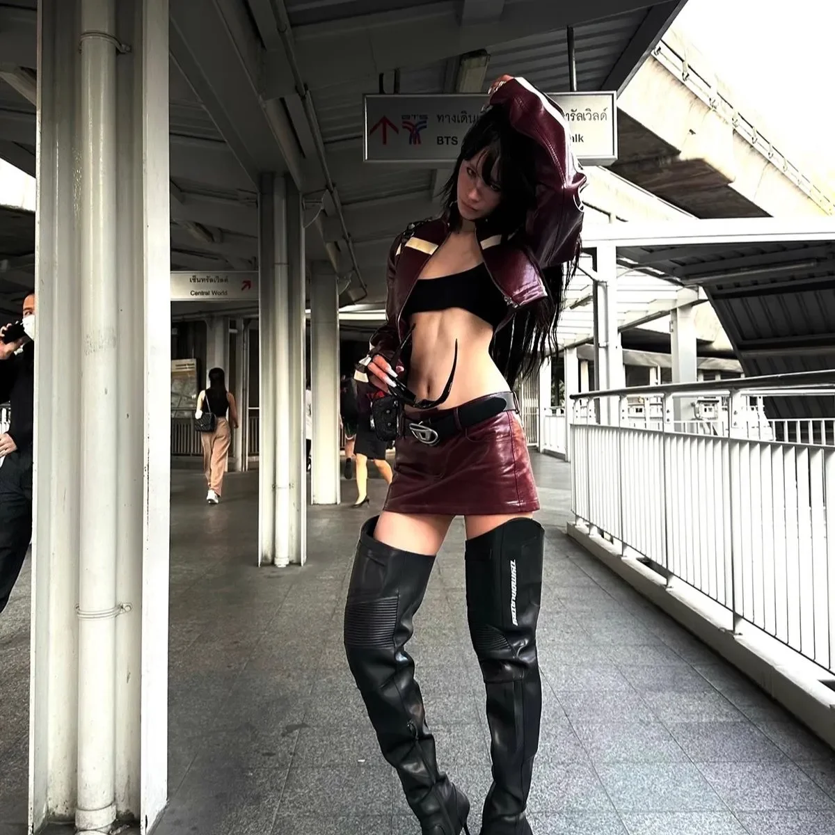 دراجة نارية فتاة نمط بو سترات من الجلد الموضة الأمريكية الرجعية معطف البيسبول سترة النساء الخريف الشتاء الشارع النساء الملابس #6