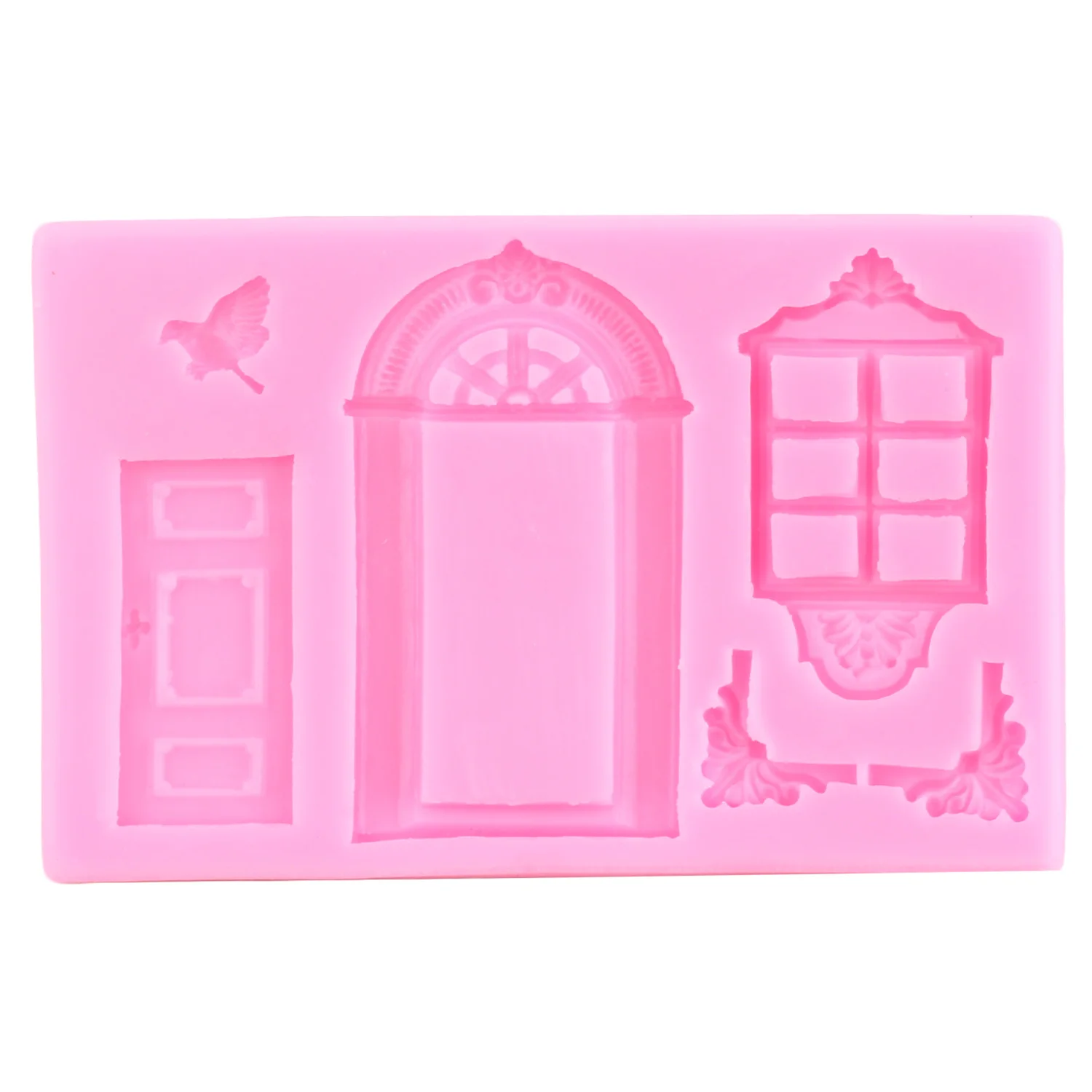 Retro Window Door Silicone Mold Stair Railing Fondant Molds Cake Decorating Tools Cabinet Candy Clay Chocolate Gumpaste Moulds