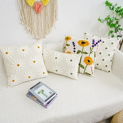 1pc Delicate Flower Embroidery Cushion Cover, Ethnic Style Home Decoration Without Pillow Core