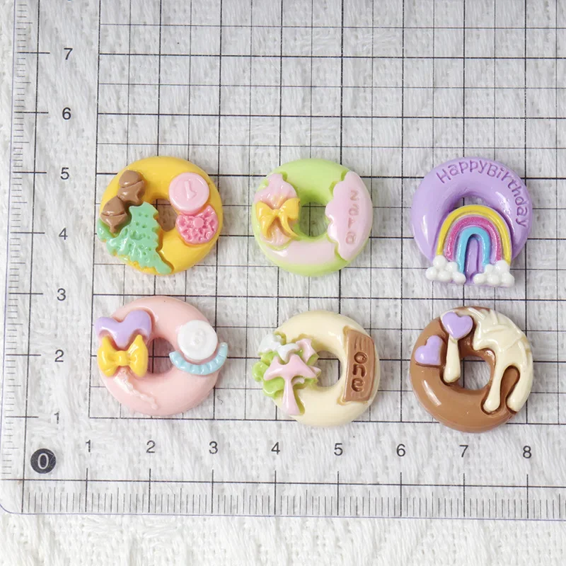 10/100pcs Resin Accessories Donut DIY Cut Book Pendant Keychain Craft Patch Children's Hair Accessories Decoration