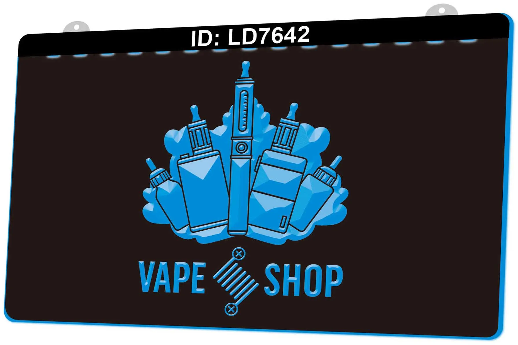 LD7642 Vape Shop Smoke 3D Engraving LED Light Sign Wholesale and Retail