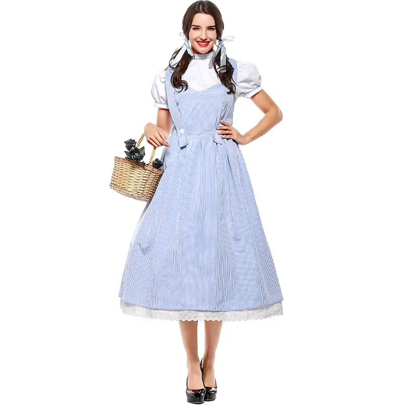 New Fairytale Character Blue Gingham Dress Outfit Womens Wizard Of Oz Dorothy Costume Carnival Costumes For Girls Kids S M L Xl