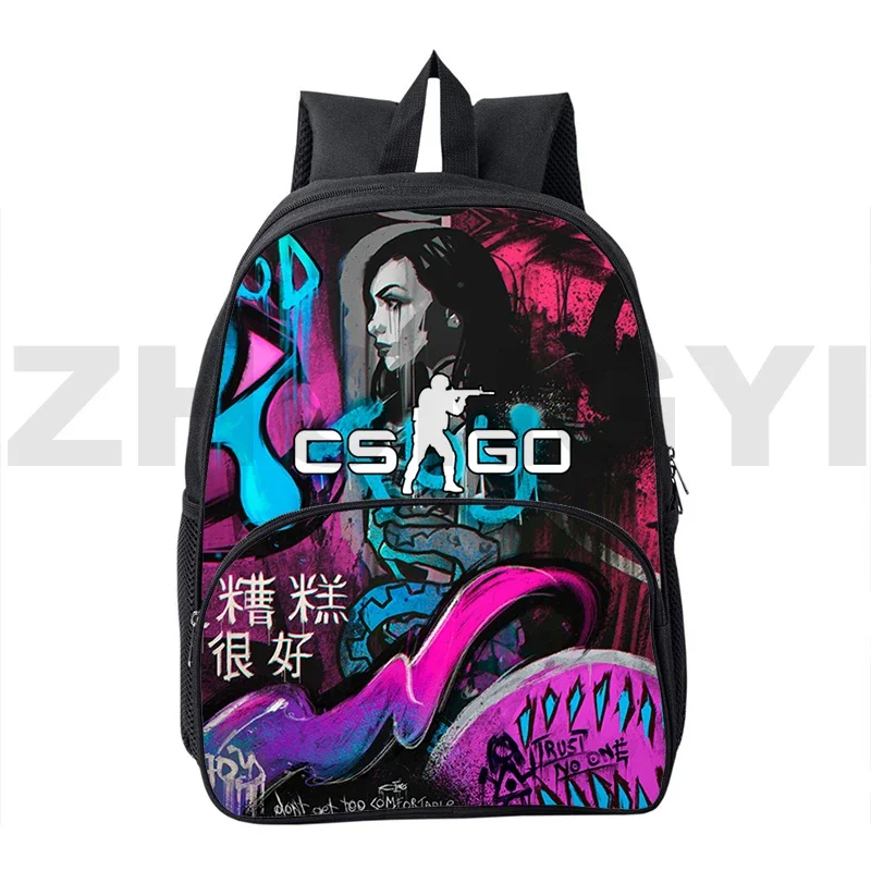 Cartoon Printing CS GO Game 3D Backpacks High Quality Canvas Laptop Bags 12/16 Inch Shooting War CSGO School Back Pack for Boys